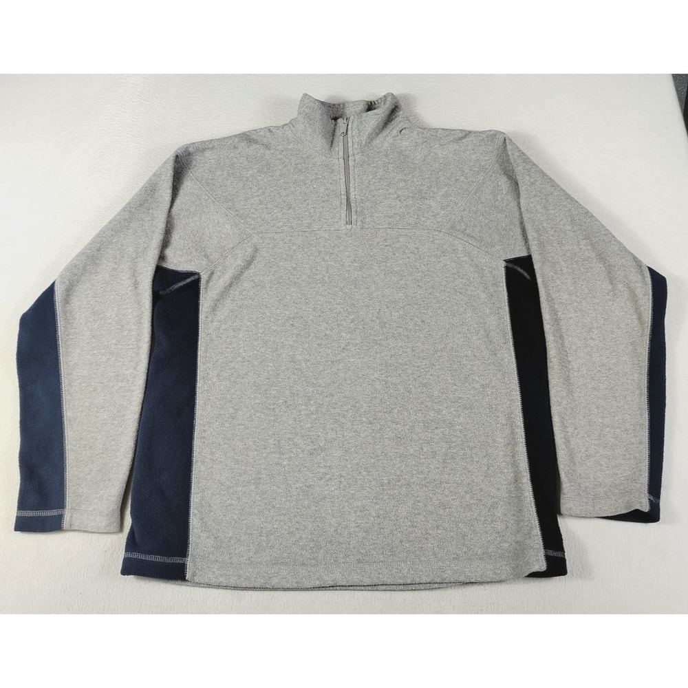 Vintage Arizona Jean Company‎ Fleece Mens Medium Gray Colorblock 1/4 Zip Warm